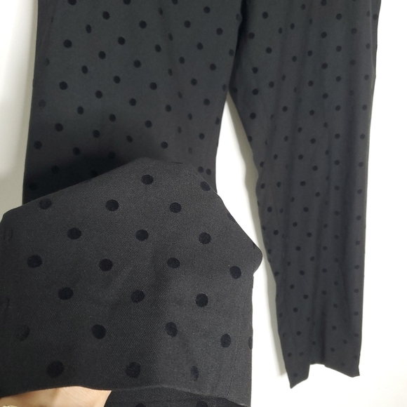 Talbots Hampshire Black Velvet Polka Dot Ankle Pant Size 16 Preppy Tailored Chic - Picture 8 of 12
